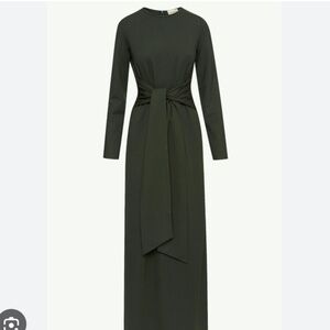 Veiled Collection - Isabella Tie Waist Maxi Dress - Dark Emerald